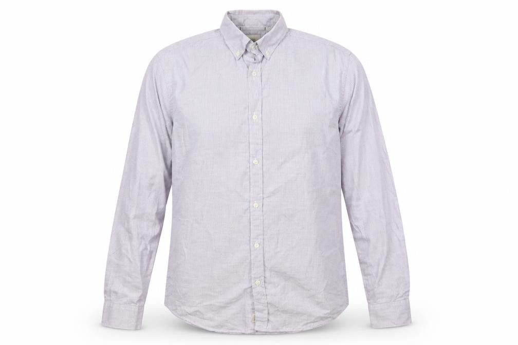 Industrie Mens Purple Striped Cotton Button-Up Size M Collared Button