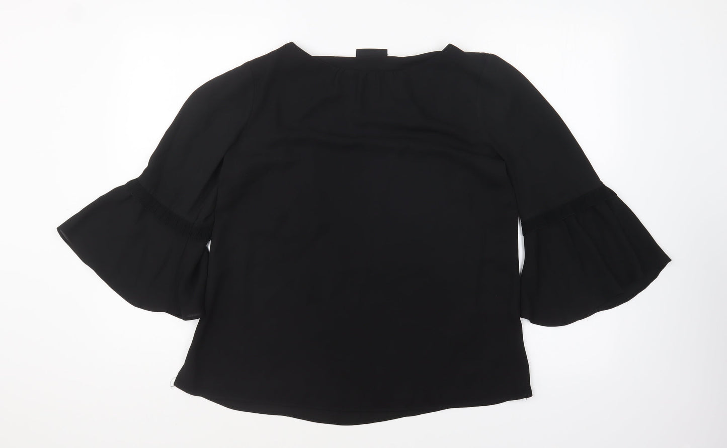Wallis Womens Black Polyester Basic Blouse Size 12 Boat Neck - Flared Cuff