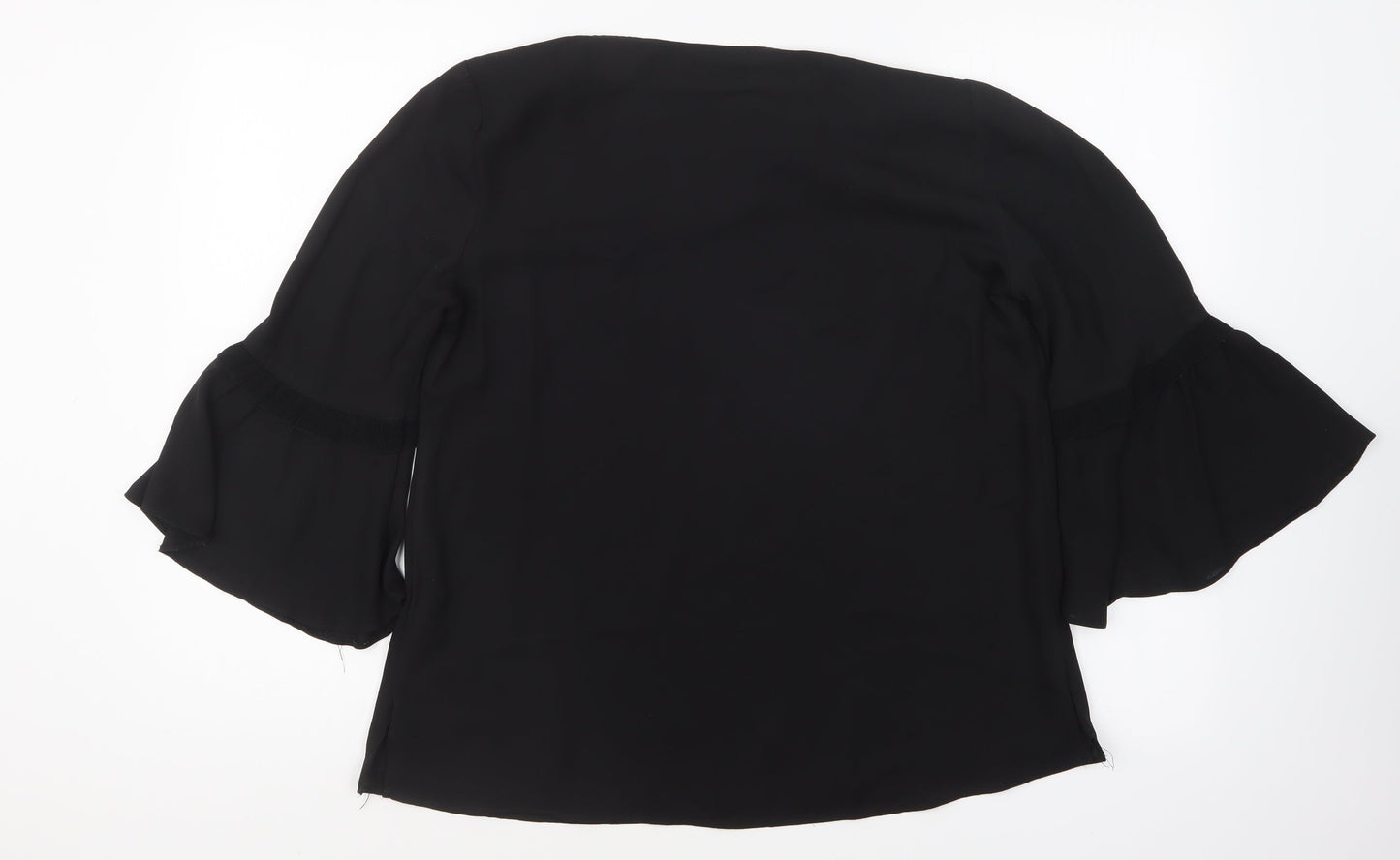 Wallis Womens Black Polyester Basic Blouse Size 12 Boat Neck - Flared Cuff