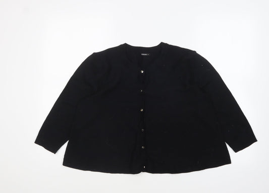 Roman Womens Black Round Neck Viscose Cardigan Jumper Size 14