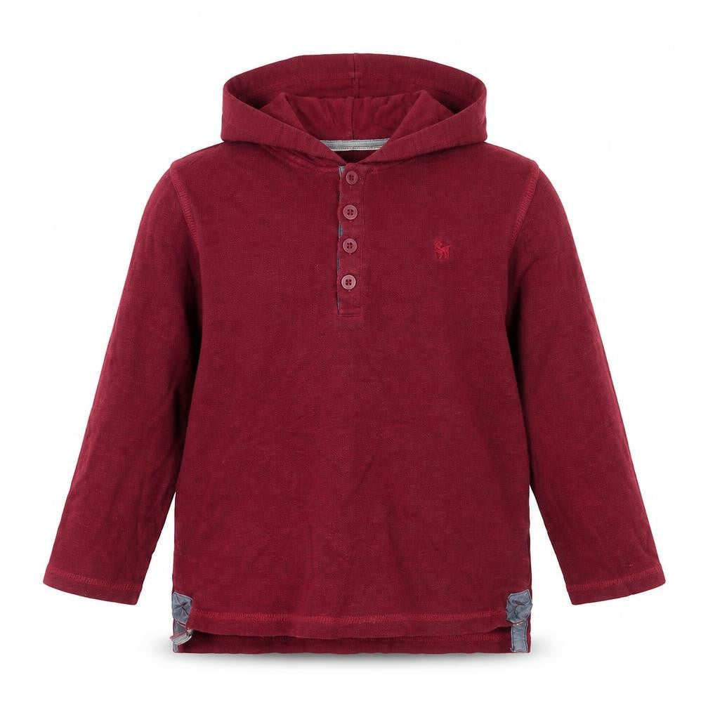 Debenhams Boys Red Cotton Pullover Hoodie Size 6-7 Years Button