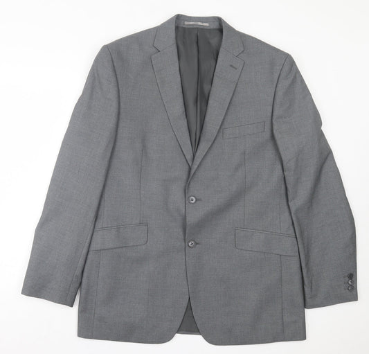 Occasions Mens Grey Polyester Jacket Suit Jacket Size 42