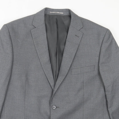 Occasions Mens Grey Polyester Jacket Suit Jacket Size 42