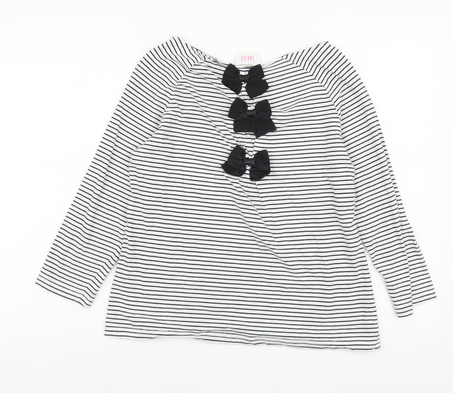 Savida Womens White Striped Cotton Basic T-Shirt Size M Boat Neck