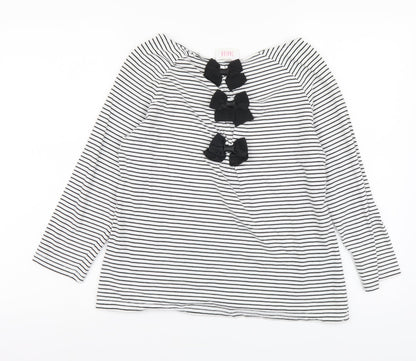 Savida Womens White Striped Cotton Basic T-Shirt Size M Boat Neck