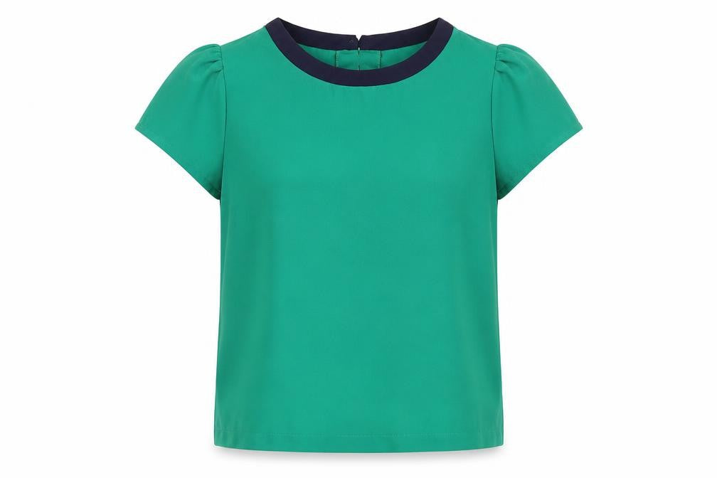 Dickins & Jones Womens Green Polyester Basic Blouse Size 10 Round Neck