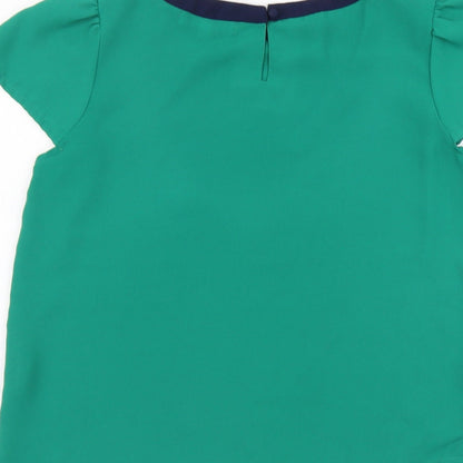 Dickins & Jones Womens Green Polyester Basic Blouse Size 10 Round Neck