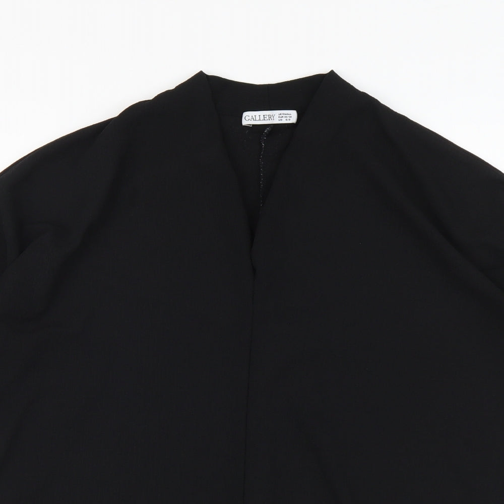Gallery Womens Black Polyester Basic Blouse Size S V-Neck
