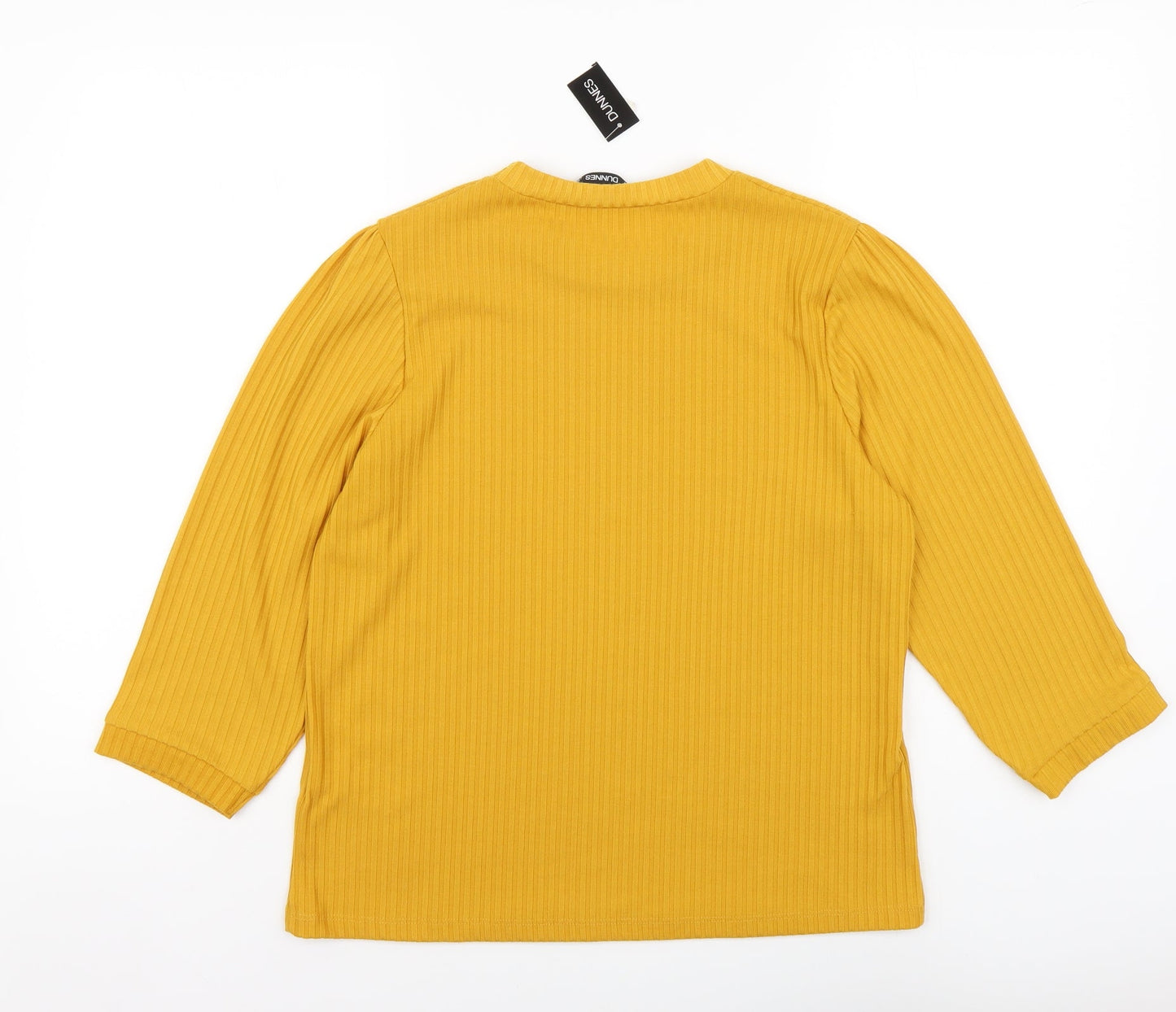 Dunnes Stores Womens Yellow Polyester Basic Blouse Size M Round Neck