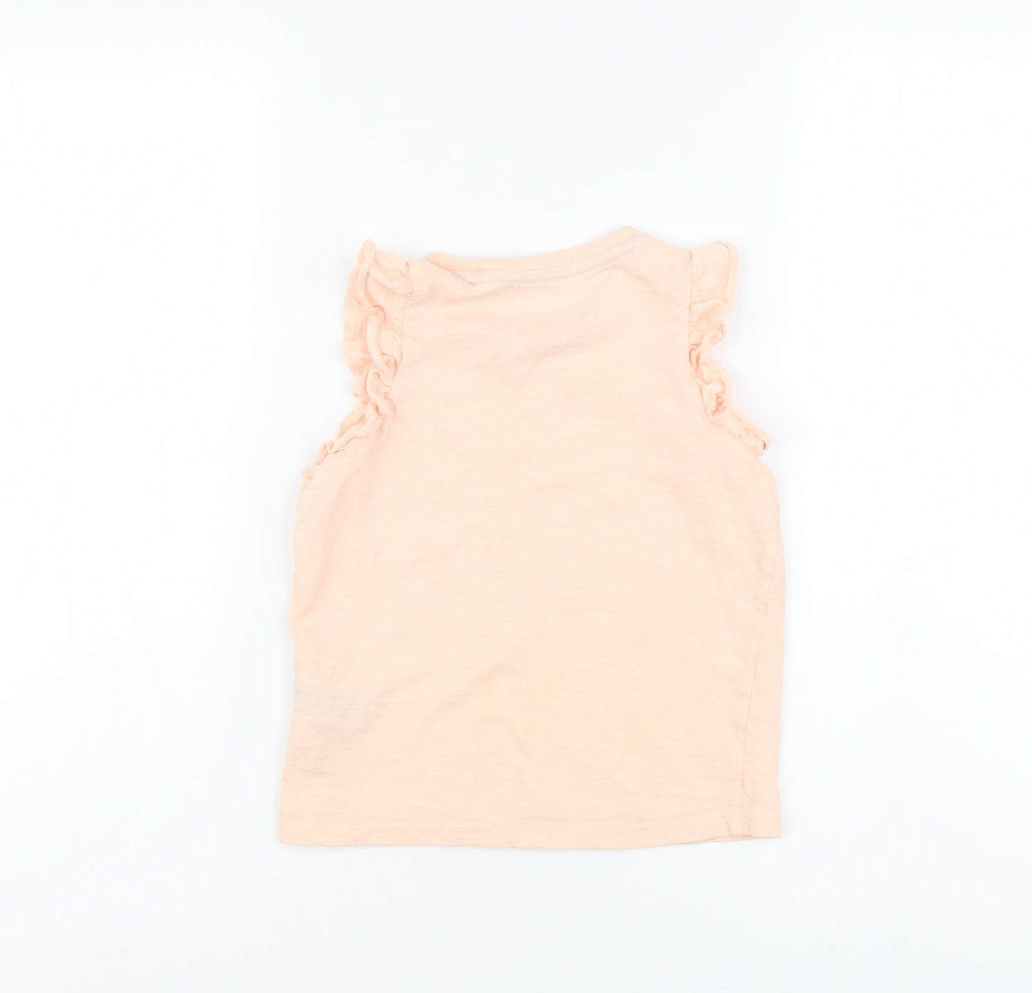Marks and Spencer Girls Pink Cotton Basic T-Shirt Size 4-5 Years Round Neck Pullover