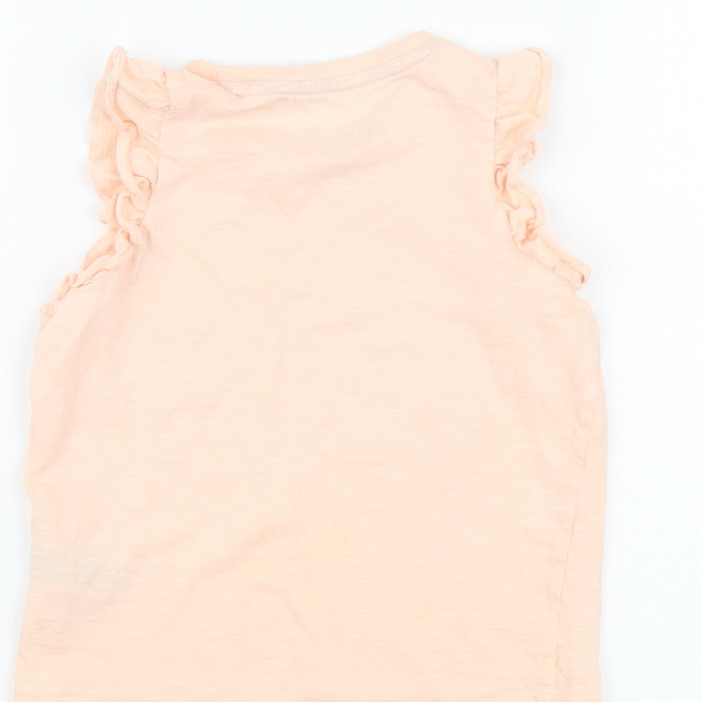 Marks and Spencer Girls Pink Cotton Basic T-Shirt Size 4-5 Years Round Neck Pullover