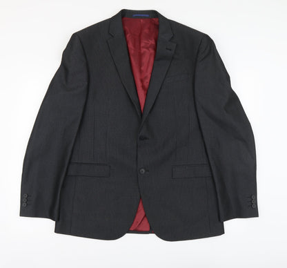 Next Mens Grey Striped Polyester Jacket Suit Jacket Size M