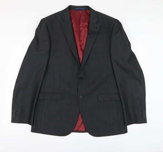 NEXT Mens Grey Striped Polyester Jacket Suit Jacket Size M