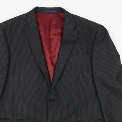 Next Mens Grey Striped Polyester Jacket Suit Jacket Size M