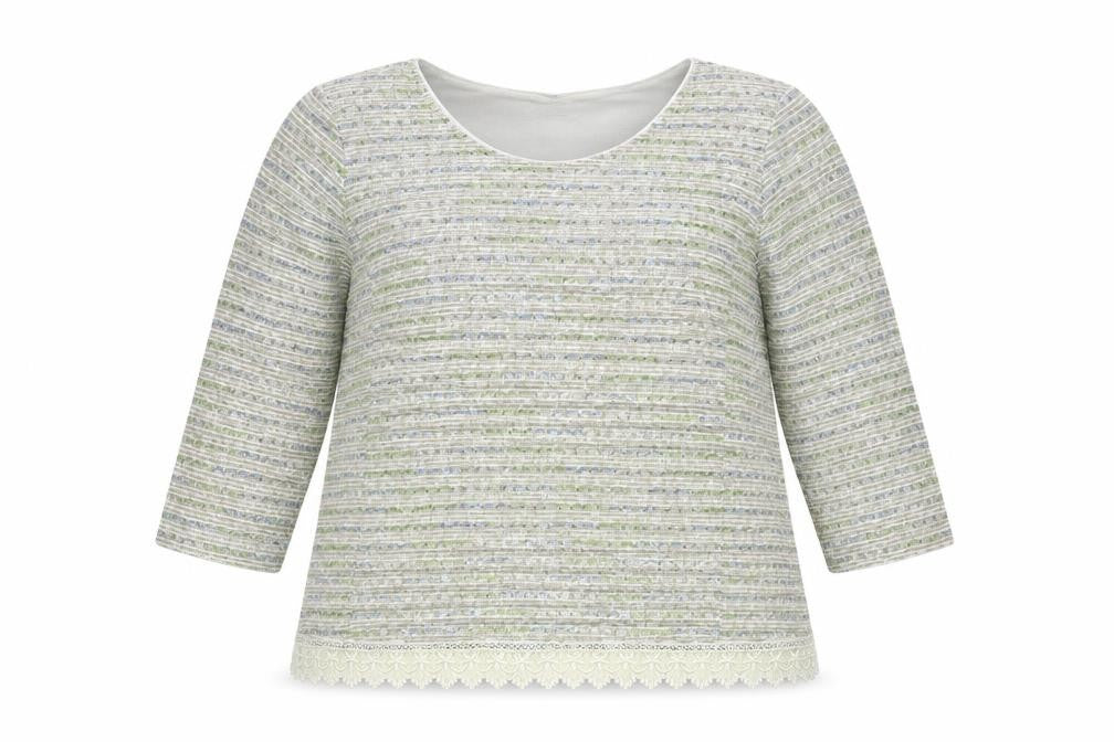 Marks & Spencer Womens Grey Round Neck Striped Polyester Pullover Jumper Size 18 - Lace Trim