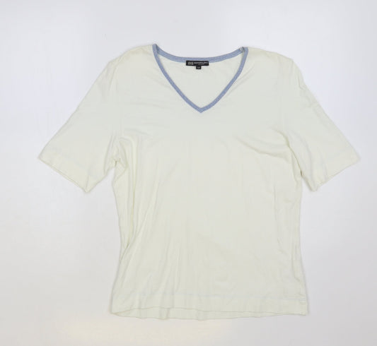 Bandolera Womens Ivory Viscose Basic T-Shirt Size M V-Neck