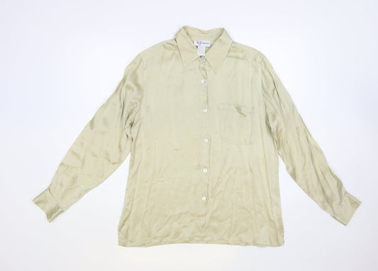 Reference Womens Beige Polyester Basic Button-Up Size 16 Collared