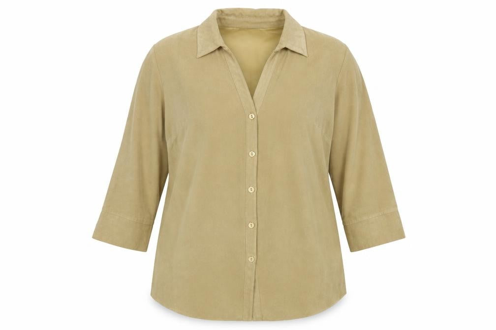 Wallis Womens Beige Polyester Basic Button-Up Size 14 Collared - Suede Effect