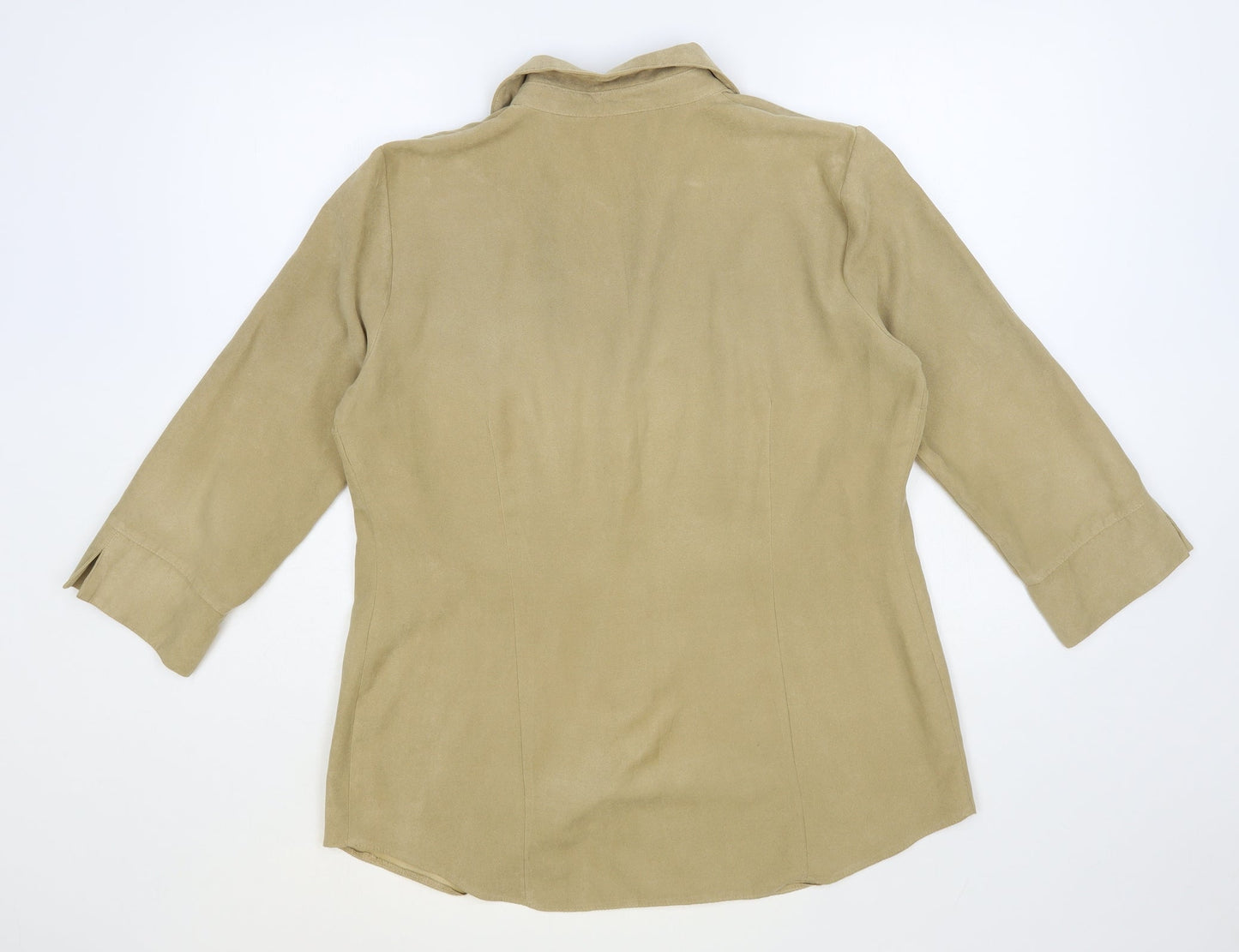 Wallis Womens Beige Polyester Basic Button-Up Size 14 Collared - Suede Effect