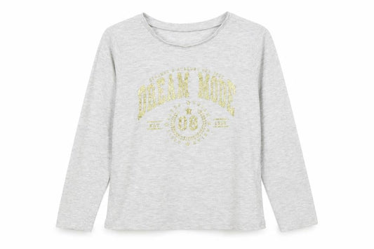 George Girls Grey Cotton Pullover T-Shirt Size 6-7 Years Crew Neck Pullover