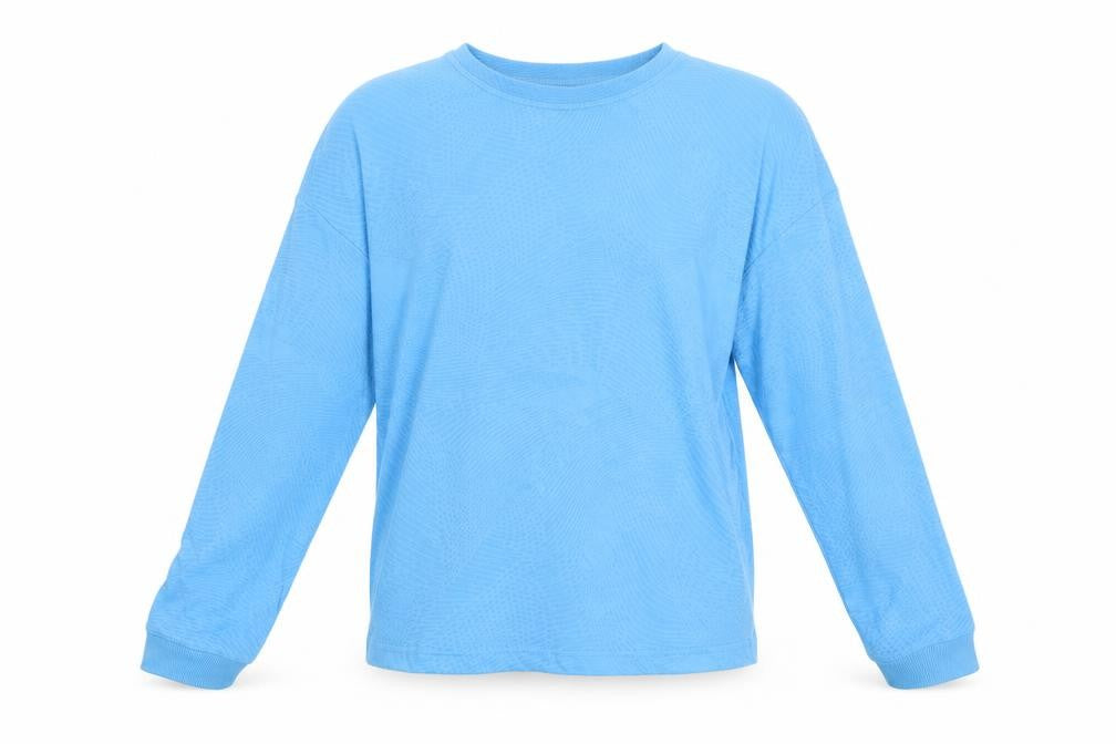 Marks & Spencer Girls Blue Geometric Polyester Pullover T-Shirt Size 11-12 Years Crew Neck Pullover