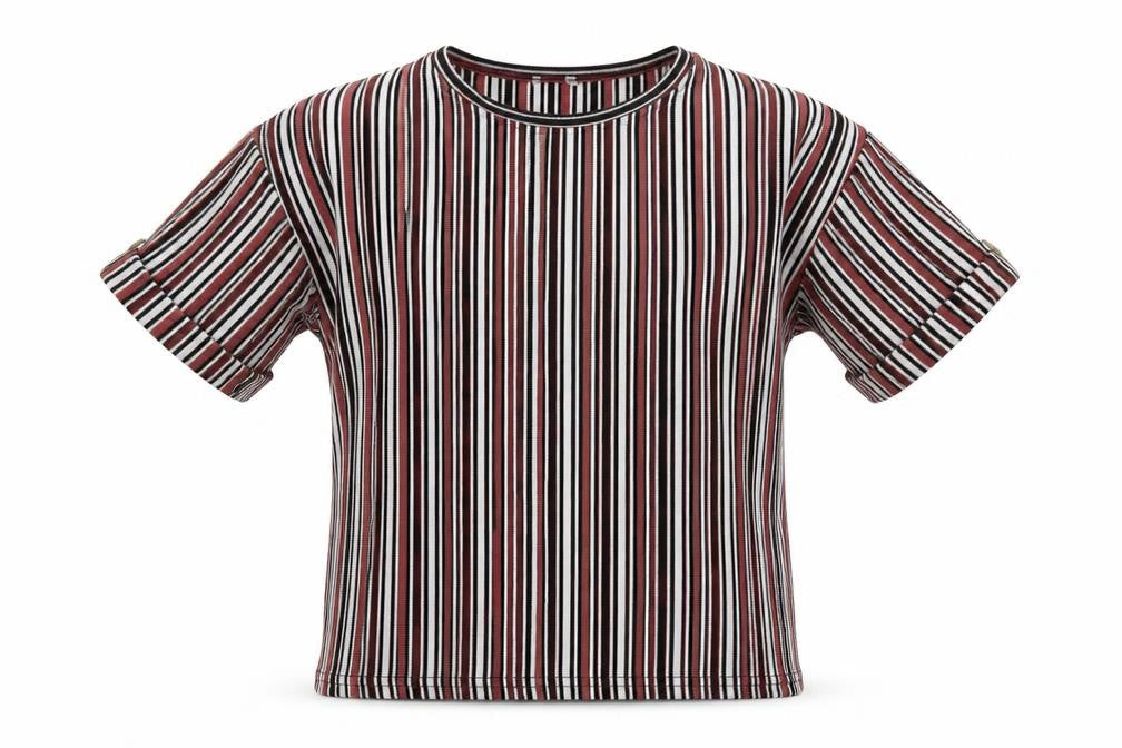 River Island Girls Multicoloured Striped Polyester Pullover T-Shirt Size 9-10 Years Crew Neck Pullover
