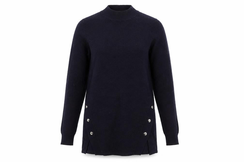 F&F Womens Blue Mock Neck Polyester Pullover Jumper Size 6