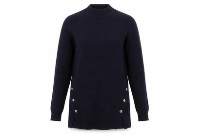 F&F Womens Blue Mock Neck Polyester Pullover Jumper Size 6