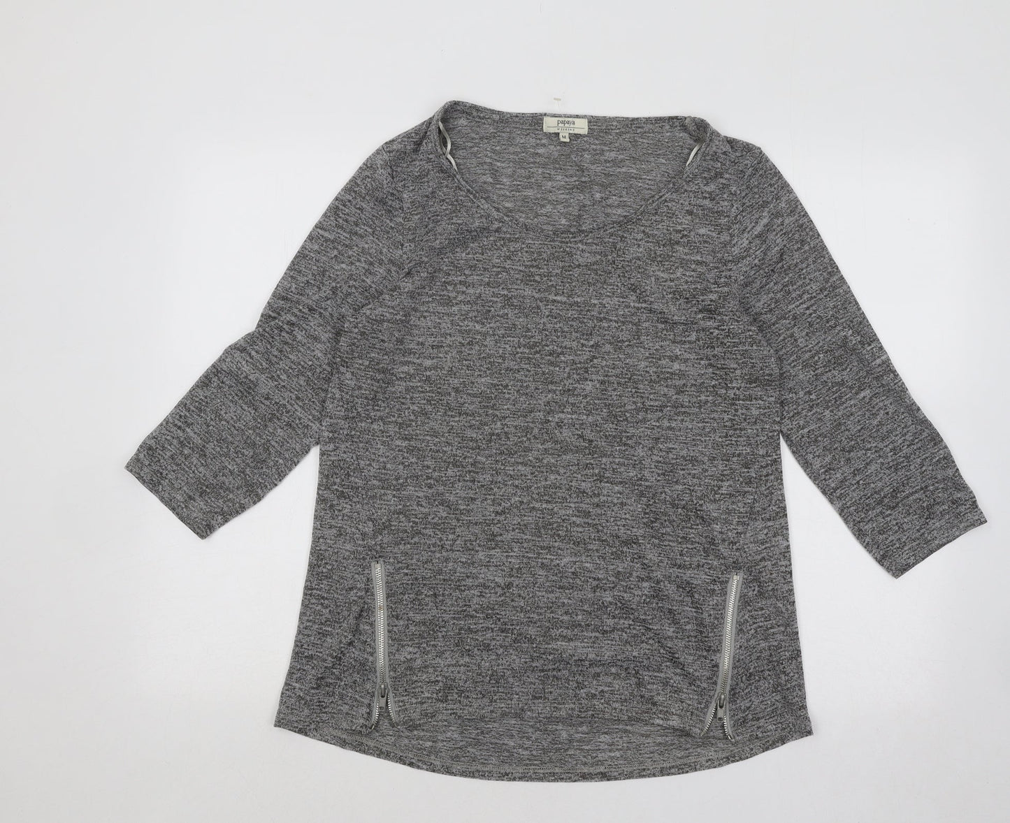 Papaya Womens Grey Scoop Neck Polyester Pullover Jumper Size M