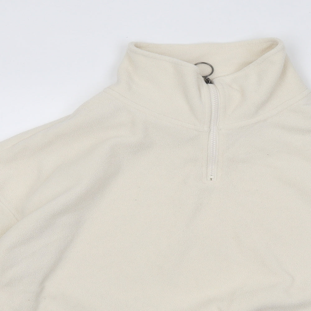 Brave Soul Womens Beige Polyester Pullover Sweatshirt Size L Zip