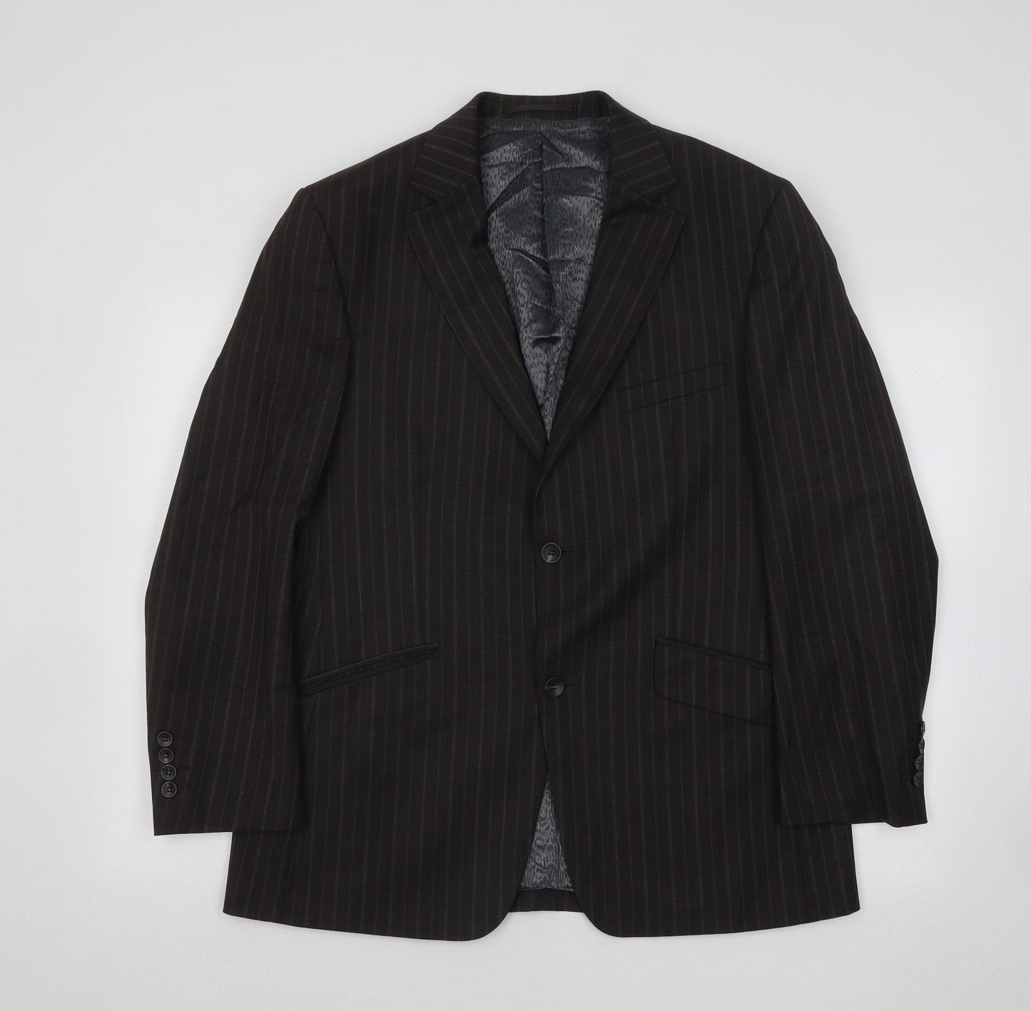 REMUS Mens Brown Striped Wool Jacket Suit Jacket Size 40