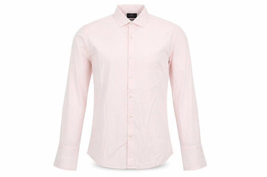 Moss London Mens Pink Geometric Cotton Button-Up Size 15.5 Collared Button