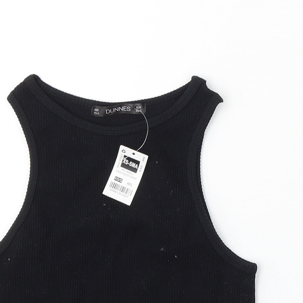 Dunnes Womens Black Polyester Cropped Tank Size XS Round Neck