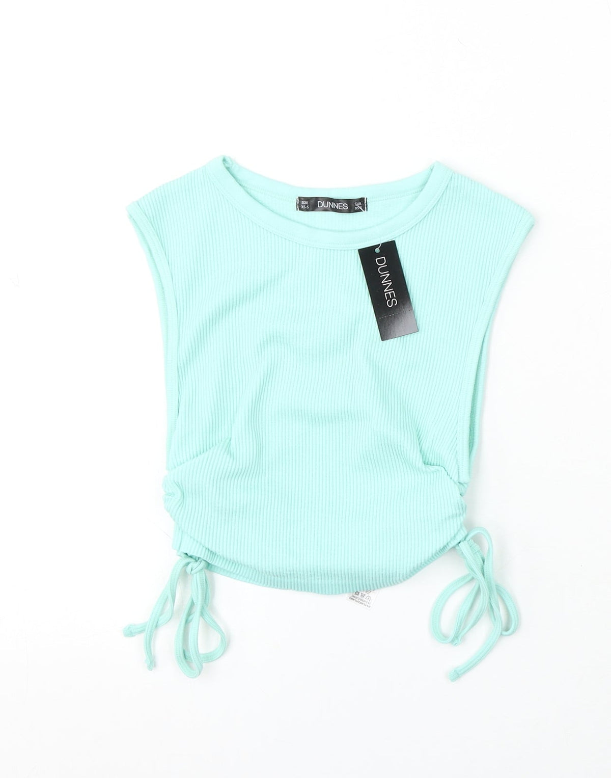 Dunnes Womens Blue Polyester Cropped Tank Size XS Round Neck Pullover - Ruched sides
