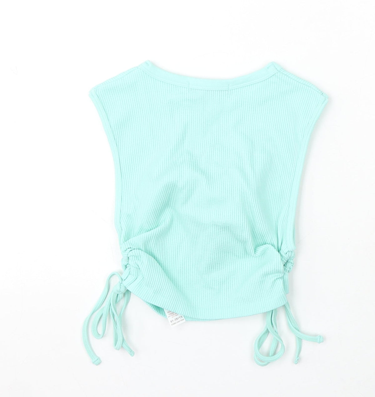Dunnes Womens Blue Polyester Cropped Tank Size XS Round Neck Pullover - Ruched sides