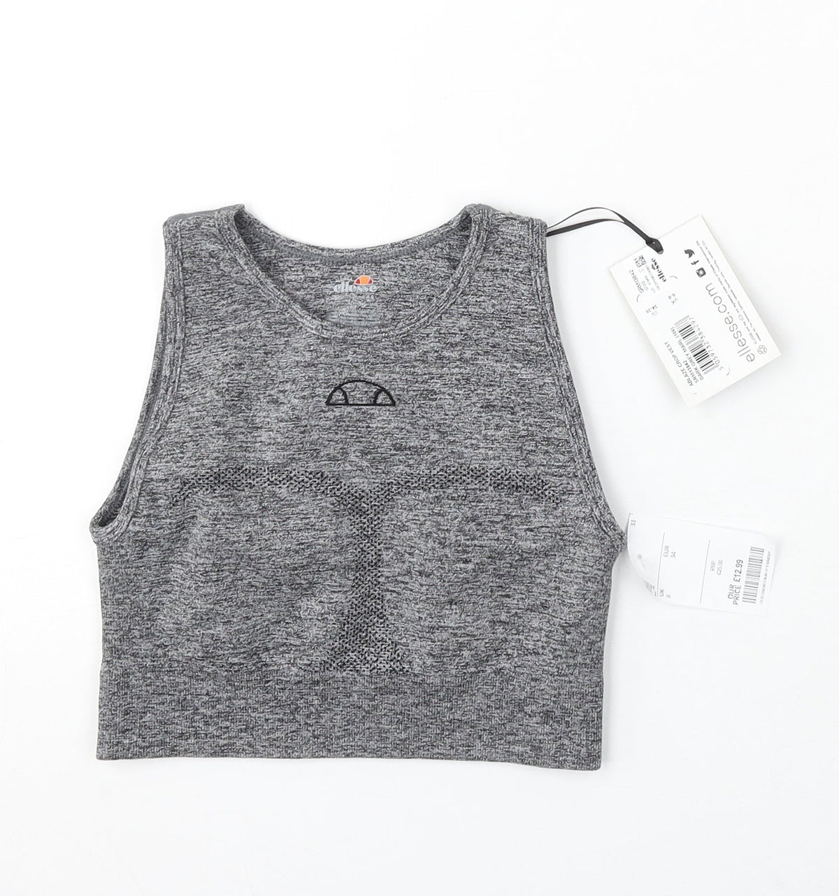 Ellesse Womens Grey Polyester Cropped Tank Size 6 Round Neck Pullover