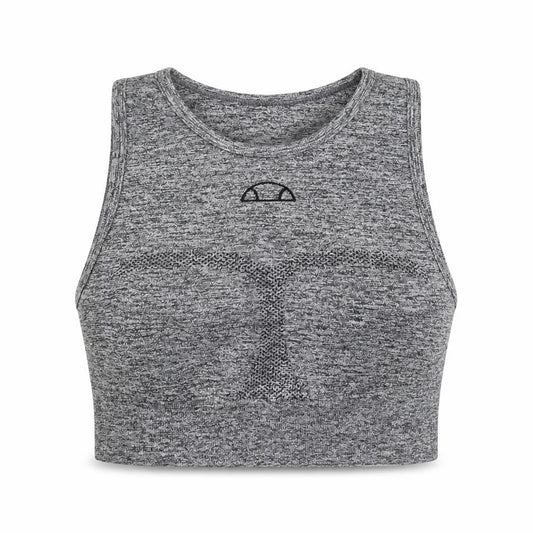 Ellesse Womens Grey Polyester Cropped Tank Size 6 Round Neck Pullover