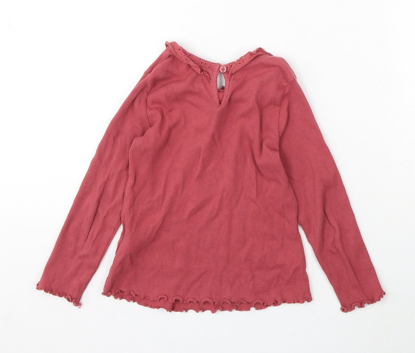George Girls Red Cotton Basic T-Shirt Size 3-4 Years Collared Button