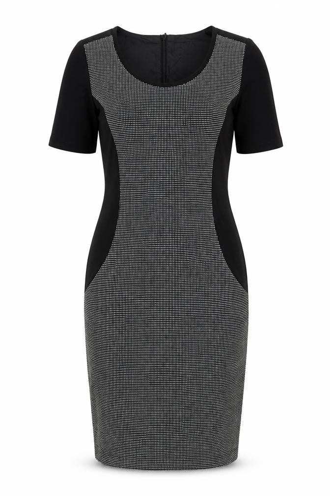NEXT Womens Black Polka Dot Polyester Bodycon Size M Round Neck