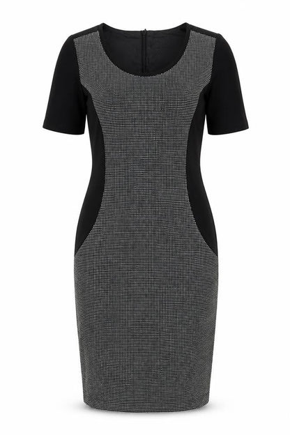 Next Womens Black Polka Dot Polyester Bodycon Size M Round Neck