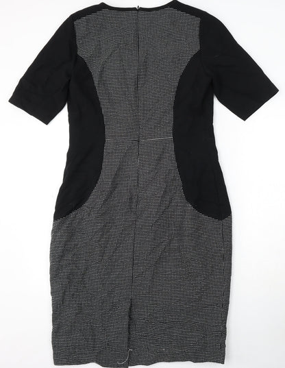 Next Womens Black Polka Dot Polyester Bodycon Size M Round Neck