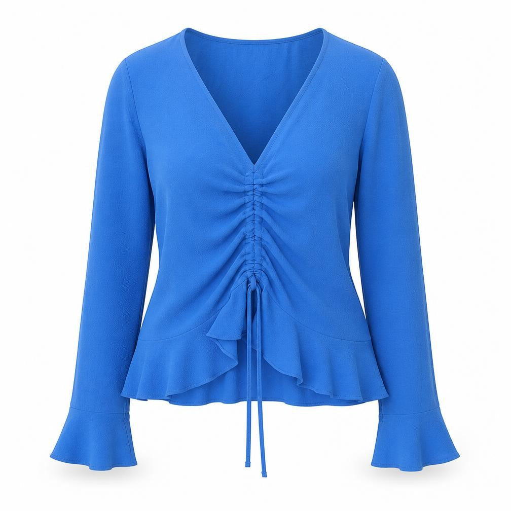Topshop Womens Blue V-Neck Polyester Pullover Jumper Size 8