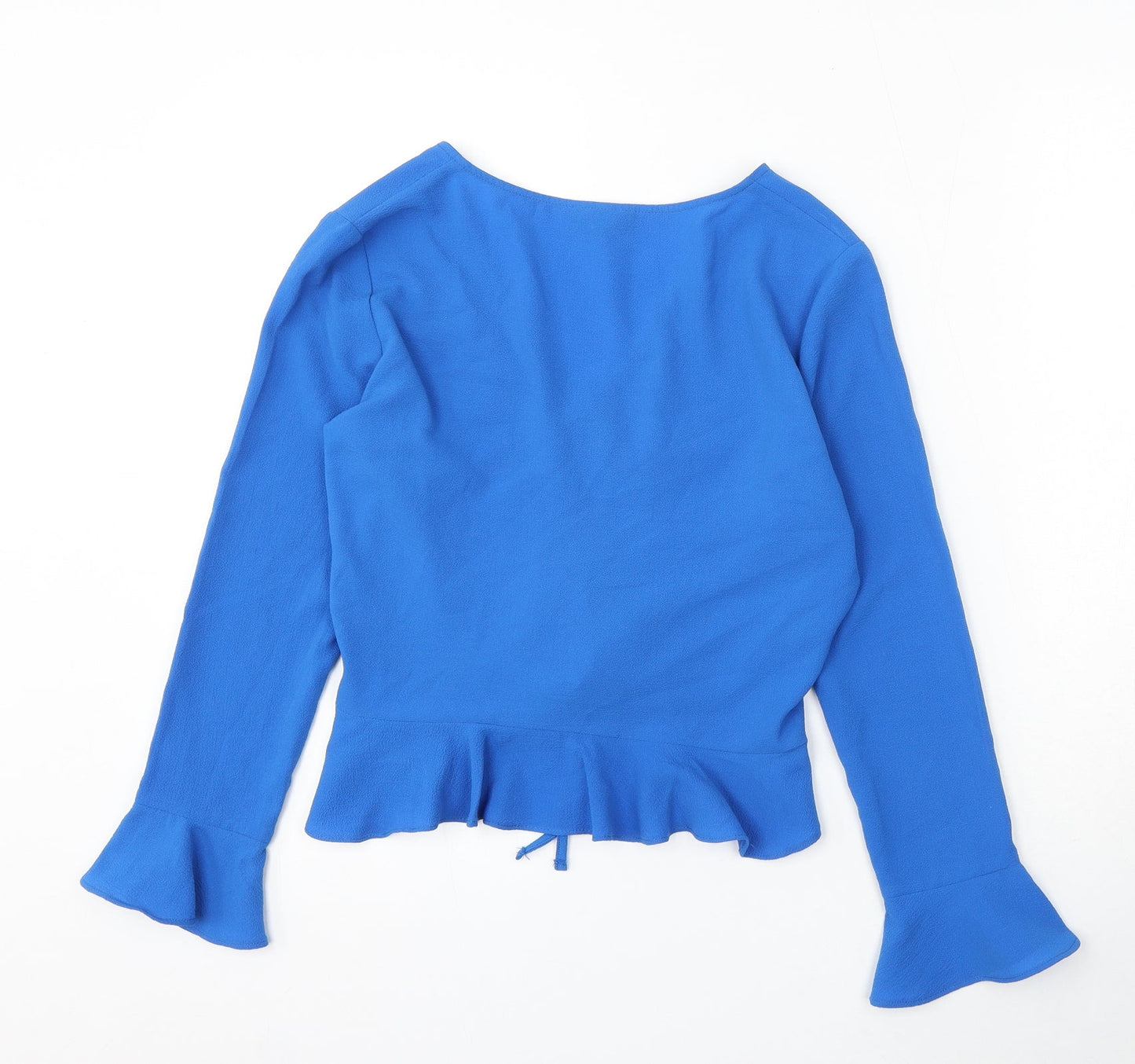 Topshop Womens Blue V-Neck Polyester Pullover Jumper Size 8