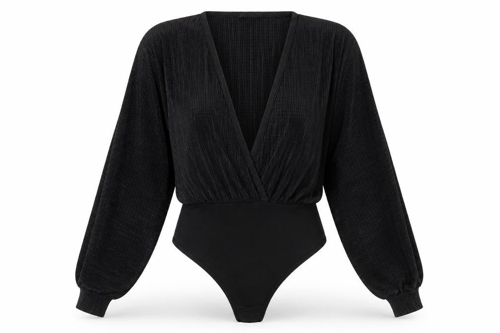 Pretty Little Thing Womens Black Polyester Bodysuit One-Piece Size 8 Snap