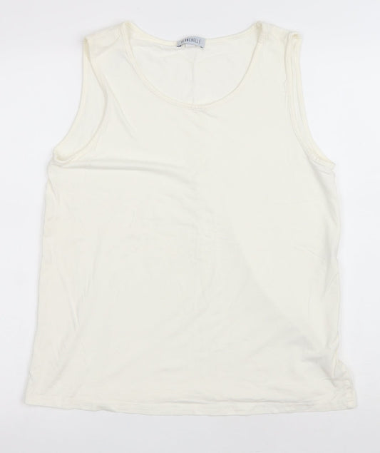Blanchelle Womens Ivory Viscose Basic Tank Size 12 Scoop Neck