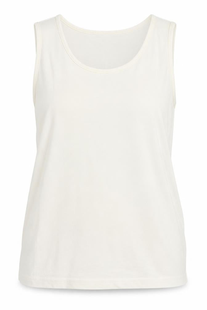 Blanchelle Womens Ivory Viscose Basic Tank Size 12 Scoop Neck