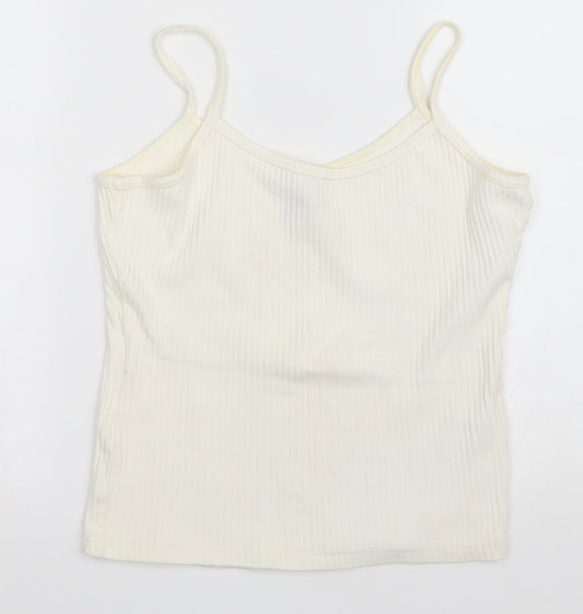 Trendy Touch Womens Ivory Cotton Camisole T-Shirt Size S Scoop Neck