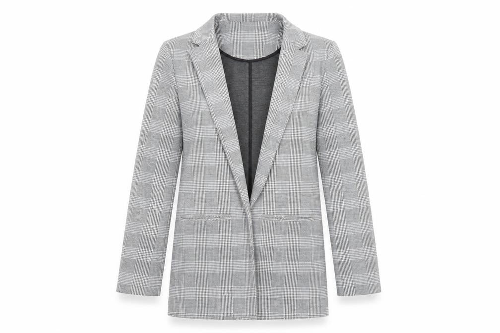 New Look Womens Grey Plaid Jacket Blazer Size 10