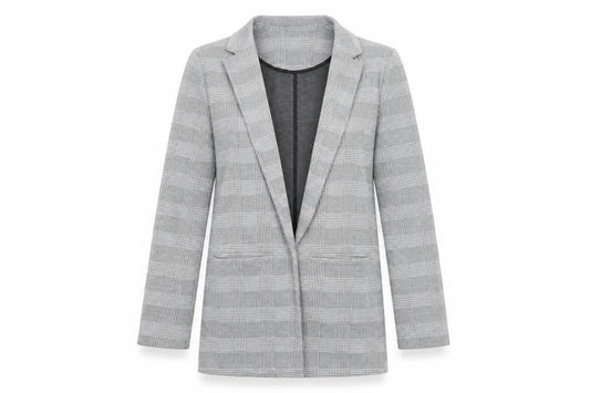 New Look Womens Grey Plaid Jacket Blazer Size 10