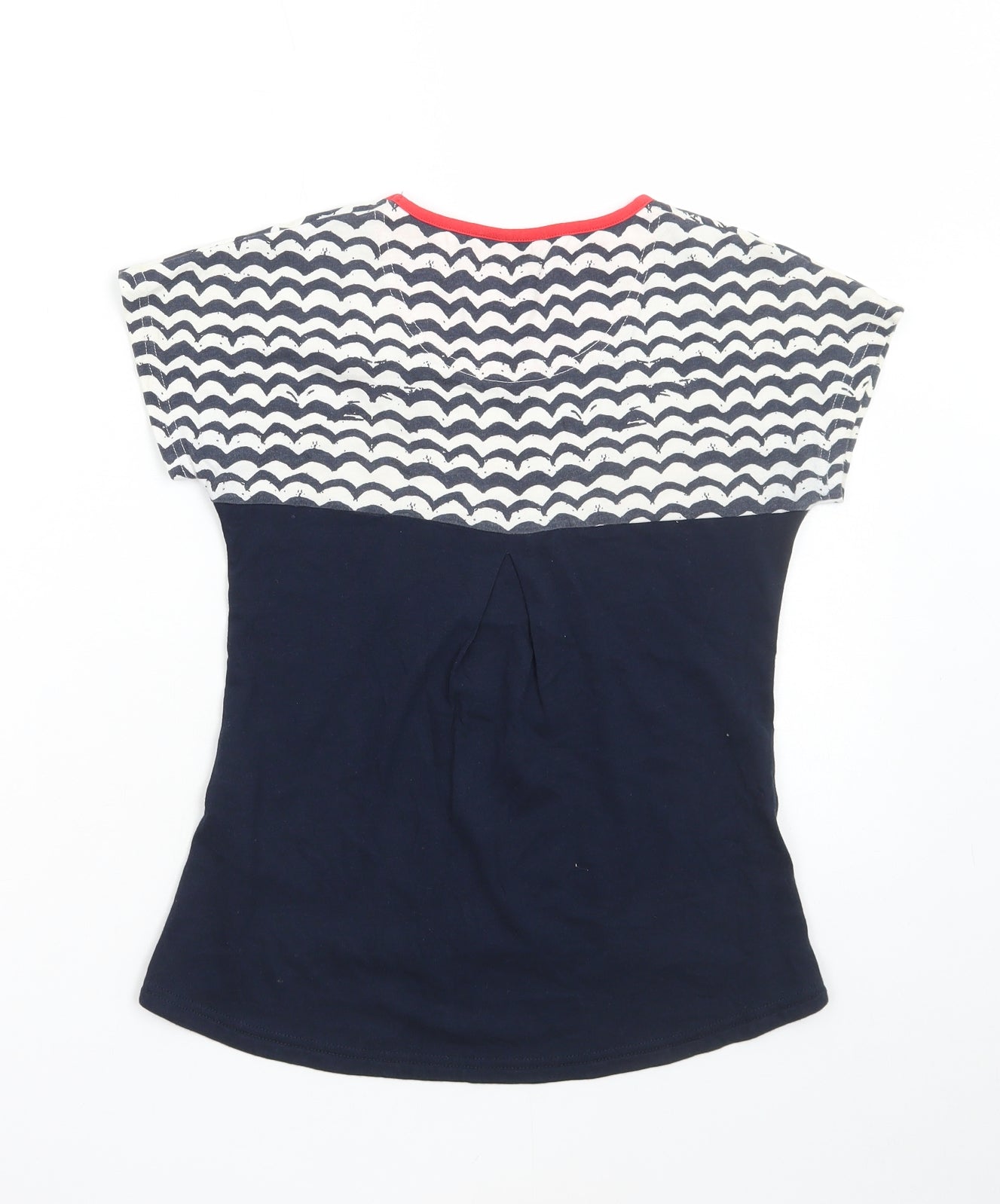 No No Girls Blue Striped Cotton Basic T-Shirt Size 12 Years Round Neck Pullover